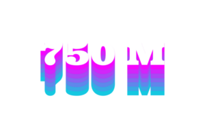 750 million subscribers celebration greeting Number with multi color design png