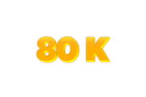 80 k suscriptores celebracion saludo número con amarillo diseño png