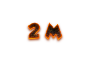 2 million subscribers celebration greeting Number with coal design png