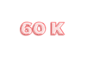 60 k subscribers celebration greeting Number with rose gold design png