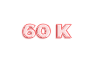 60 k les abonnés fête salutation nombre avec Rose or conception png