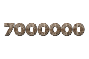 7000000 subscribers celebration greeting Number with old walnut wood design png