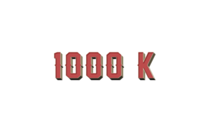 1000 k subscribers celebration greeting Number with retro design png