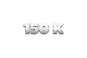 150 k subscribers celebration greeting Number with metal design png