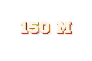 150 million subscribers celebration greeting Number with retro 2 design png