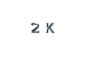 2 k subscribers celebration greeting Number with grey metal design png