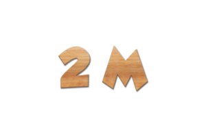 2 million subscribers celebration greeting Number with oak wood design png
