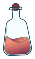 illustration av ett orange magi trolldryck i en flaska med en runda keps. tecknad serie stil png