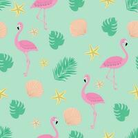 Cute summer pattern with flamingo vector