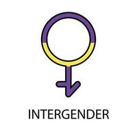 Gender symbol of Intergender in pride colors vector