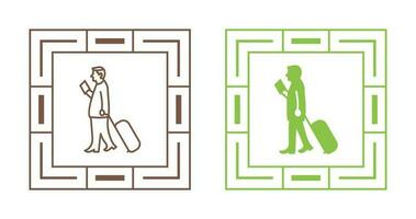 Walking with Luggage Vector Icon