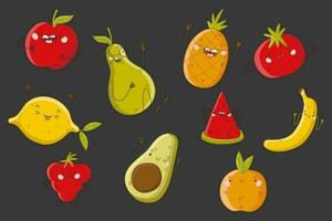 Fruits doodle set vector