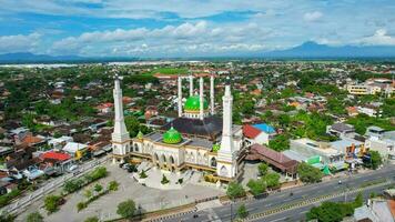 Aerial view of Baiturrahman Sukoharjo Grand Mosque. It is the largest mosque in Southeast Asia. Solo - Indonesia. December 6, 2021 photo