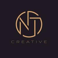 Creative vector logo design. Letters N and T logotype. Initials NT emblem logo template.