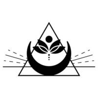 Sacred geometry and lotus flower vector icon design. Esoteric flat icon.