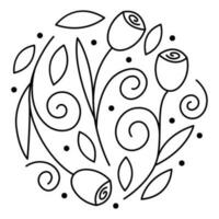 Tulip flowers and leaves vector icon design. Abstract flat icon.