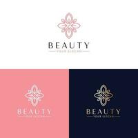 Beauty vector logo design. Abstract floral emblem. Beauty and cosmetics logo template.