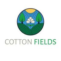 Cotton fields vector logo design. Field and trees emblem design. Eco natural logo template.