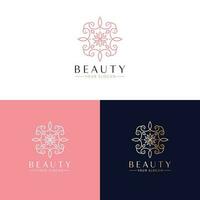 Beauty vector logo design. Abstract floral emblem. Beauty and cosmetics logo template.