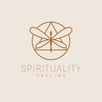 espiritualidad vector logo diseño. libélula y sagrado geometría logotipo esotérico logo modelo.