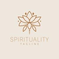 Spirituality vector logo design. Sacred geometry and lotus flower logotype. Esoteric logo template.