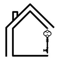 House and key vector icon design. Real estate flat icon.