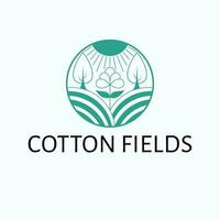 Cotton fields vector logo design. Field and trees emblem design. Eco natural logo template.