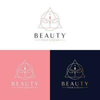 Beauty vector logo design. Dragonfly and sacred geometry logotype. Esoteric logo template.