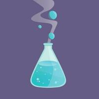 Erlenmeyer flask with chemical reaction boiling science vector graphic