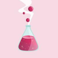 Erlenmeyer flask with chemical reaction boiling science vector graphic