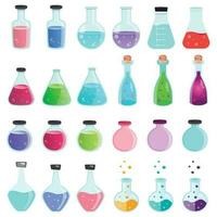 Chemistry bottles flasks vector graphic design element set