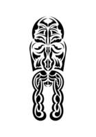 Face in the style of ancient tribes. Black tattoo patterns. Isolated on white background. illustration. vector