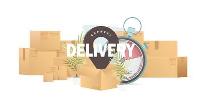 There are a lot of boxes and other items. Moving and delivery as a concept. Illustration in format. vector