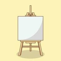 Wooden Easel with Blank Canvas Vector Icon Illustration with Outline for Design Element, Clip Art, Web, Landing page, Sticker, Banner. Flat Cartoon Style