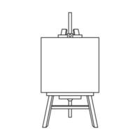 Wooden Easel with Blank Canvas Outline Icon Illustration on White Background vector