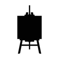 Wooden Easel with Blank Canvas Silhouette. Black and White Icon Design Elements on Isolated White Background vector