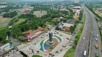 Aerial view of the beautiful Tugu Pancakarsa near from sentul circuit. Bogor, Indonesia, March 3, 2022 photo