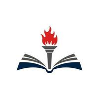 book and torch vector logo