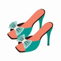 Fashionable casual and trendy women's shoes with high heels and square toe. vector