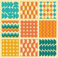 Set of seamless geometric retro patterns vector