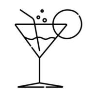 Cocktail black and white vector line icon