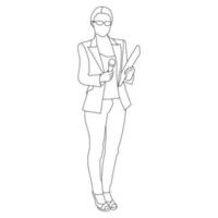 Female Journalist Line art vector Illustration