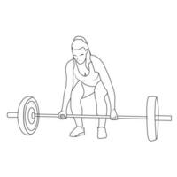 Girl Doing Gym With Burble Line art illustration vector