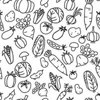 seamless pattern in doodle style. vegetables. funny drawings in children's style vector