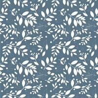 vector background seamless pattern of leaves and flowers on blue background.idea for a book cover design.gift wrapping paper or paper for product design.vector illustration.silhouette style.