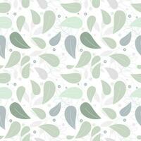 Wrapping paper design, vector background seamless pattern of green leaves on white background