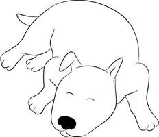 Cute cartoon dog bull terrier is sleeping isolated on white background. Hand drawn vector art