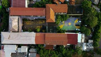 Aerial POV view Depiction of flooding. devastation wrought after massive natural disasters at Bekasi - Indonesia photo