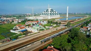 Aerial view of the Beautiful scenery Al-Jabbar Bandung mosque building, a large mosque in the city of Bandung. Bandung, Indonesia, May 6, 2022 photo