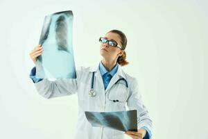 female doctor diagnosis hospital laboratory white coat examination photo